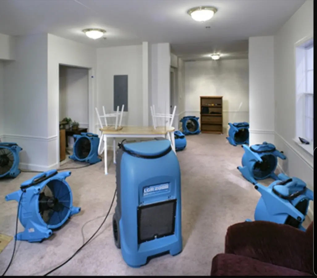 Air movers and dehumidifier setup for Water Extraction & Removal in Locust